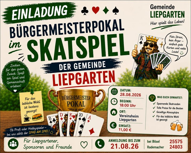 Plakat zeigt Veranstaltung Skat-Turnier